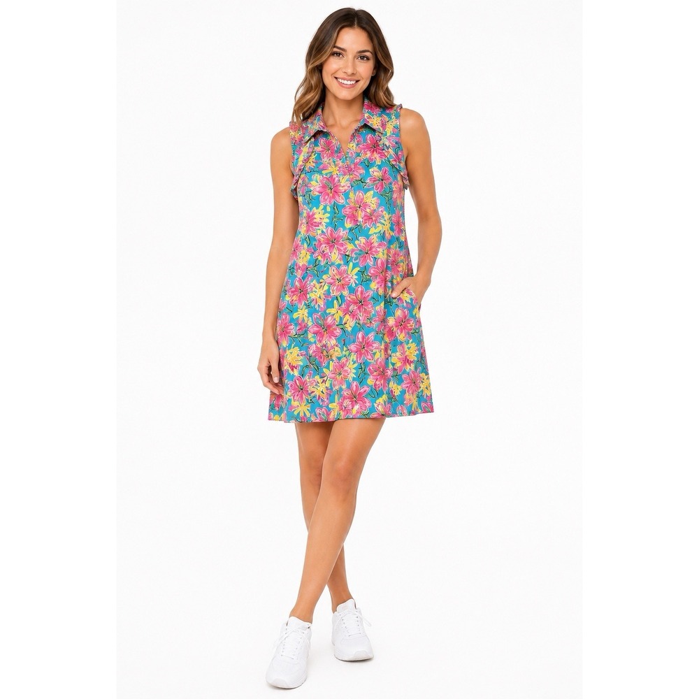X by Gottex Women's S Floral Golf Dress Tropical Tennis Pickleball Resort Preppy